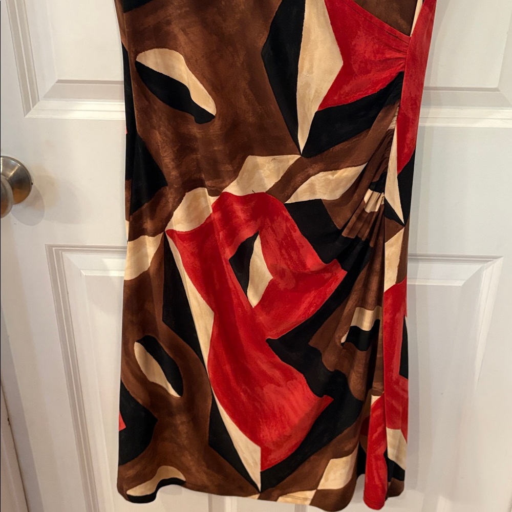 Ralph Lauren Red and Tan Geometric Dress - Picture 4 of 7
